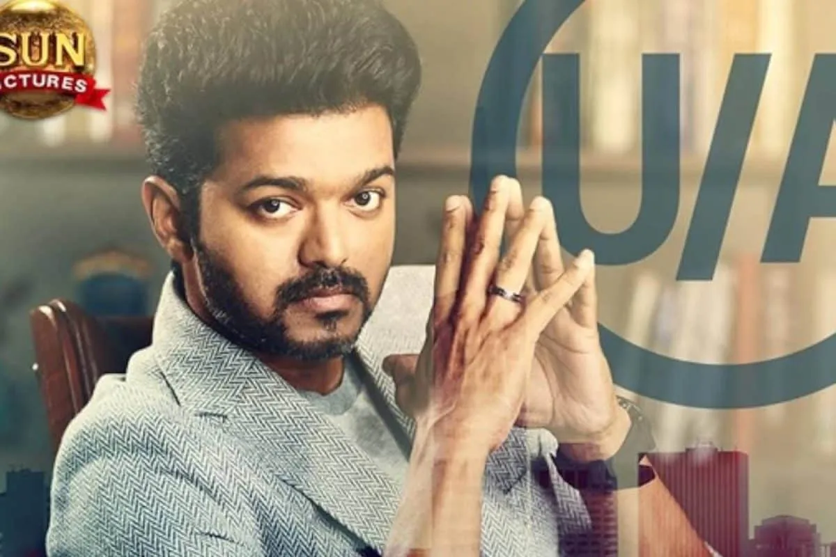 Photo of actor Vijay looking determined, perhaps from a movie scene.