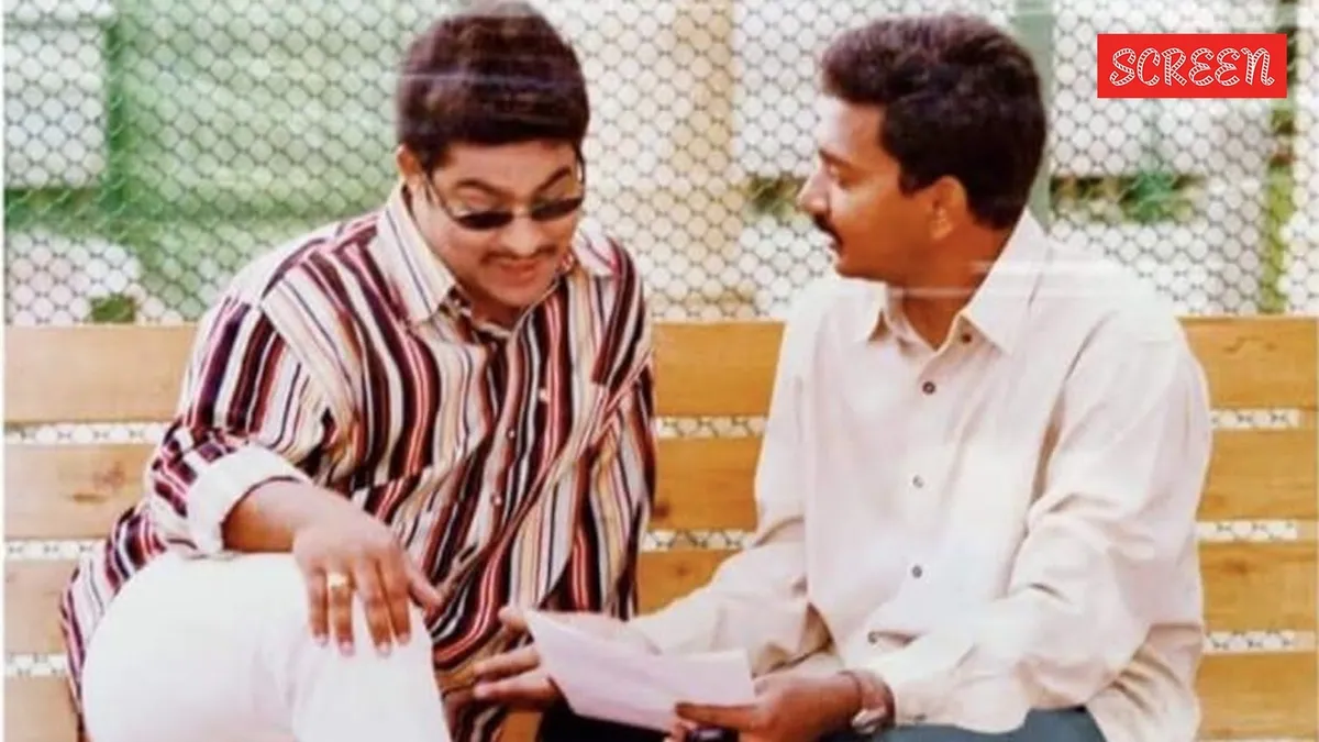 Young Jr NTR and SS Rajamouli smiling during their early filming days