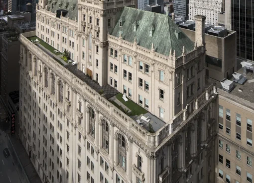 Photo of a modern office building in a city.