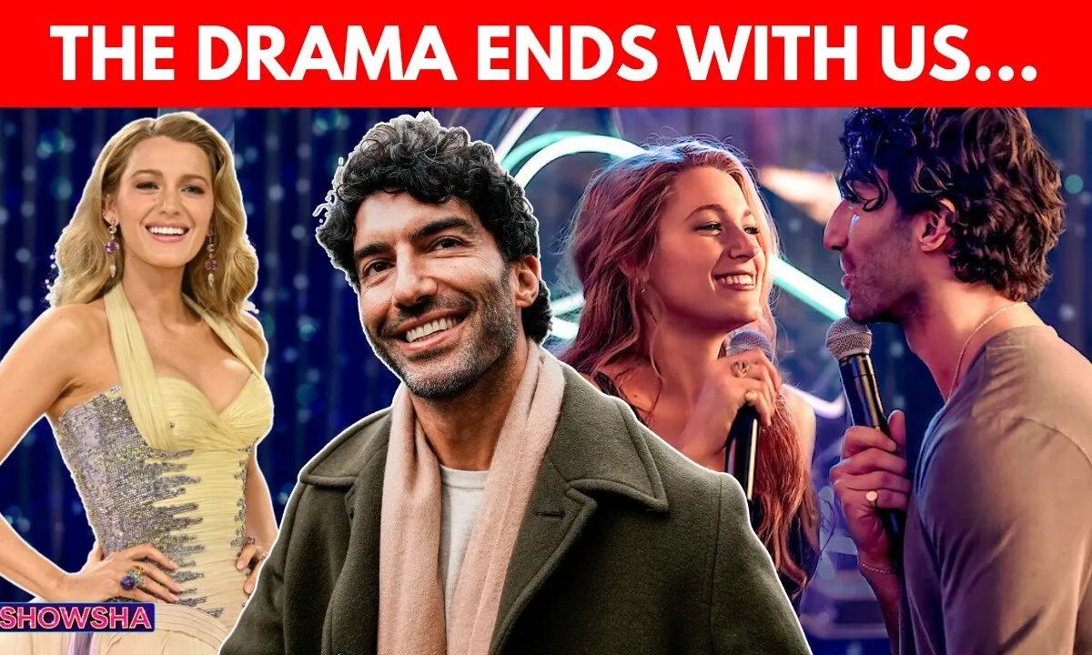 Blake Lively and Justin Baldoni looking in different directions
