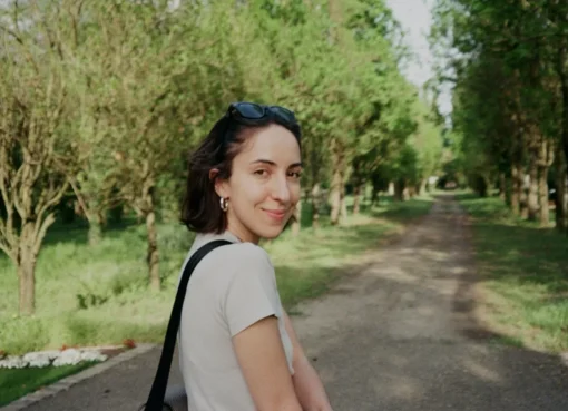 Filmmaker Sophy Romvari with a gentle smile.