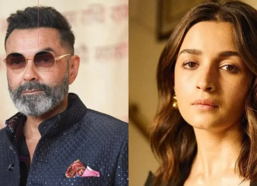 Bobby Deol and Alia Bhatt in a professional setting.