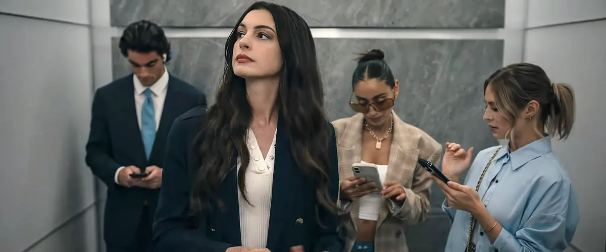 Stylish movie poster for 'Devil Wears Prada 2' with the main cast.