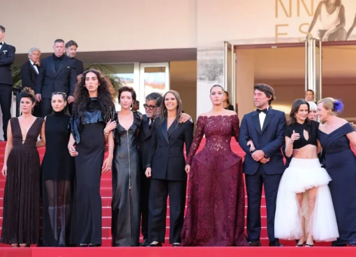 Filmmakers and cast members of the film 'Garance' at a press conference at the Cannes Film Festival.