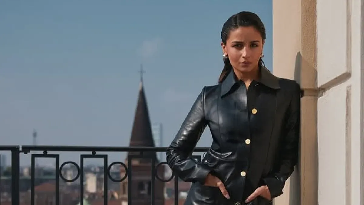Alia Bhatt in a black tailored outfit with Gucci accessories at Cannes 2026.