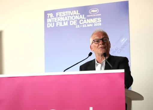 Thierry Frémaux speaking at a podium.