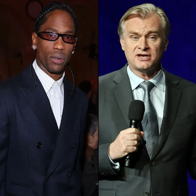 Christopher Nolan and Travis Scott looking thoughtful.