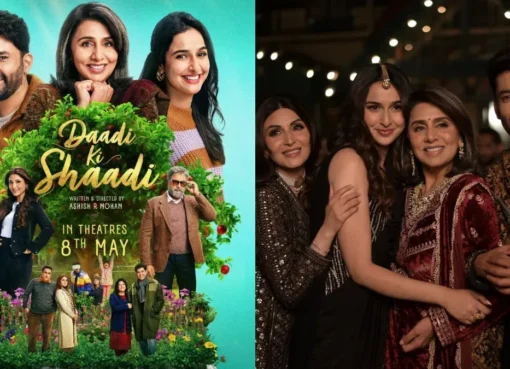 Kapil Sharma and Neetu Singh in a still from the movie Daadi Ki Shaadi.