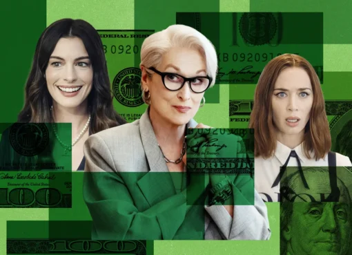 Meryl Streep, Anne Hathaway, and Emily Blunt looking chic and powerful, likely promoting 'The Devil Wears Prada 2'.