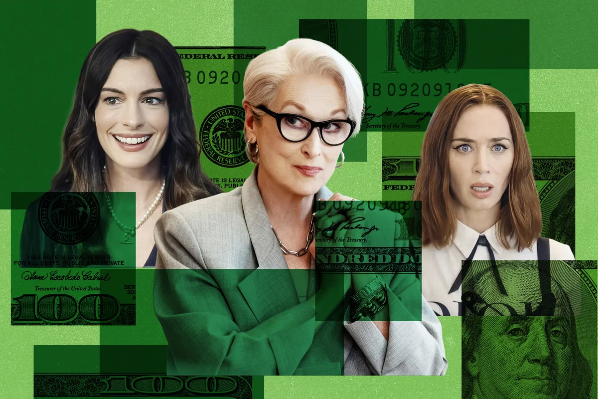 Meryl Streep, Anne Hathaway, and Emily Blunt looking chic and powerful, likely promoting 'The Devil Wears Prada 2'.