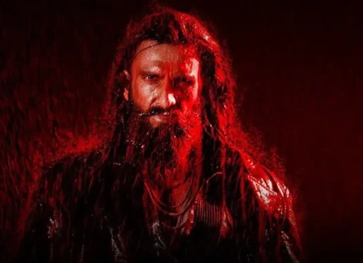 Ranveer Singh in a dynamic pose from Dhurandhar 2, looking intense.