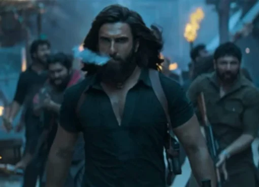 Ranveer Singh in an action pose from the Dhurandhar franchise.