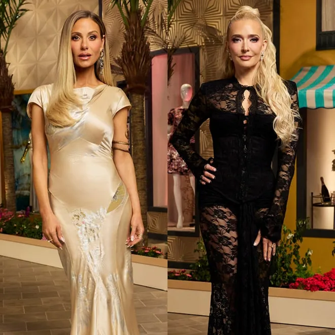 Dorit Kemsley and Erika Jayne talking during an event