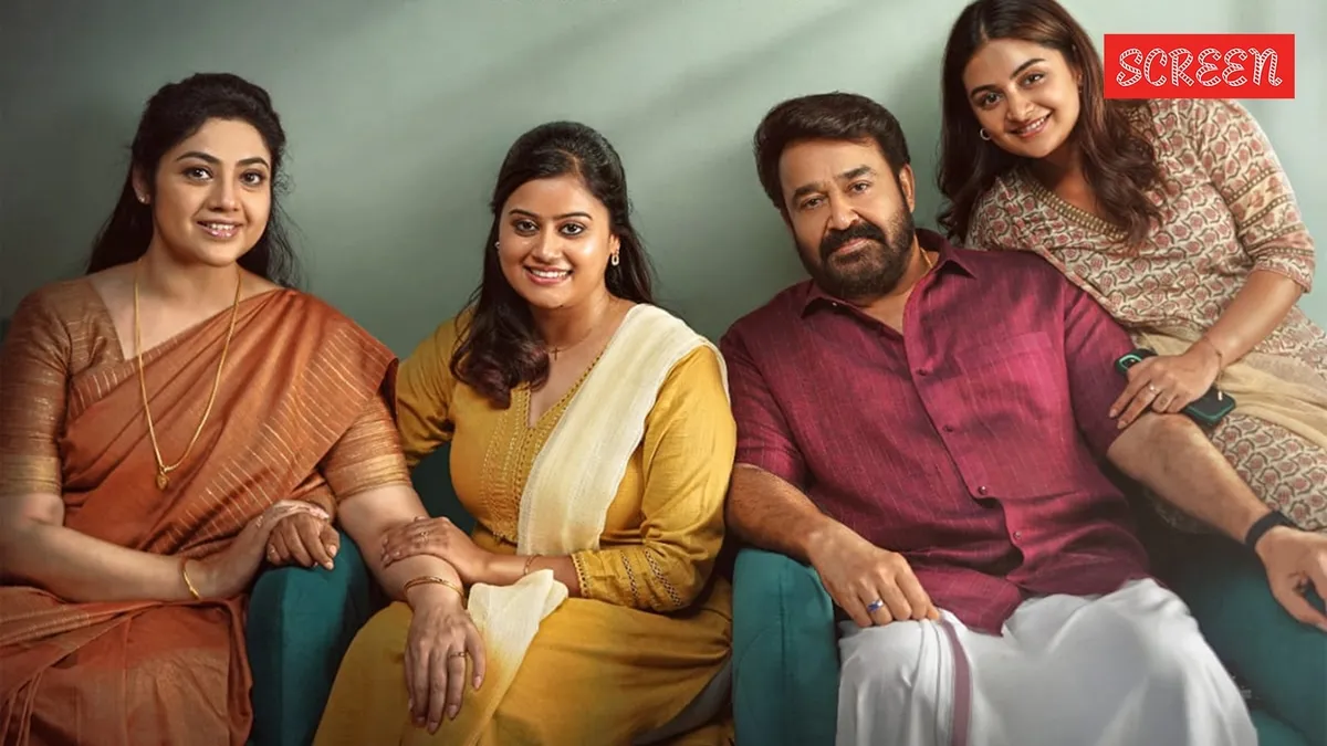 Mohanlal looking serious and thoughtful in a cinematic still from the Drishyam film.