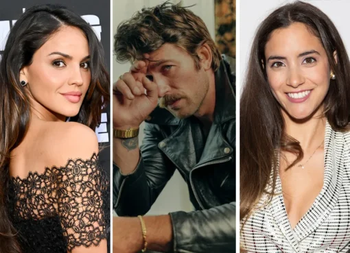 Eiza González and Brandon Sklenar smiling.