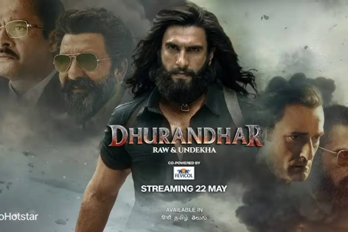 Ranveer Singh looking intense in a scene from the movie Dhurandhar