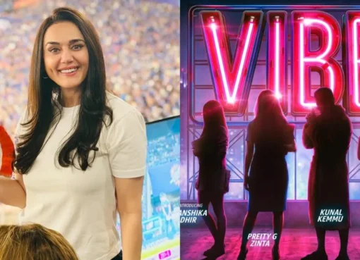 Preity Zinta smiling brightly, looking happy to announce her return to acting.