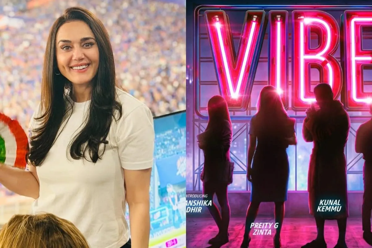 Preity Zinta smiling brightly, looking happy to announce her return to acting.