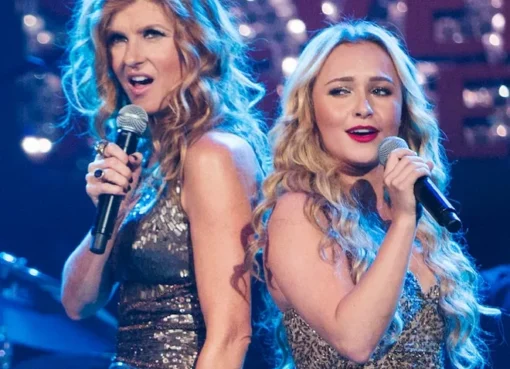Hayden Panettiere and Connie Britton smiling together on the Nashville red carpet