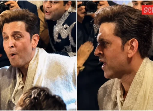 Hrithik Roshan dancing happily at a wedding event