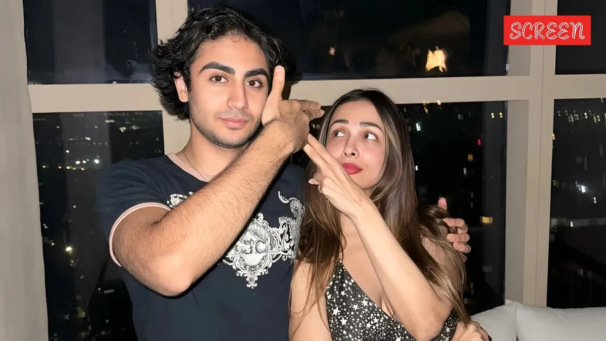 Malaika Arora smiling brightly with her son Arhaan Khan.