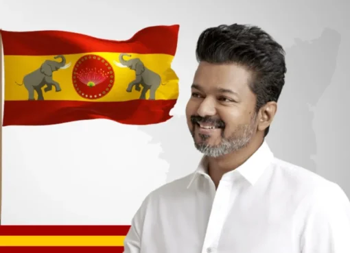 Indian actor and politician Joseph Vijay Chandrasekhar, also known as Thalapathy Vijay, smiling confidently.
