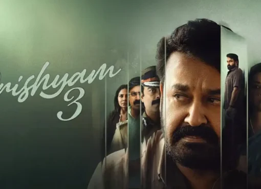 Mohanlal looking intense in a scene from the movie Drishyam 3