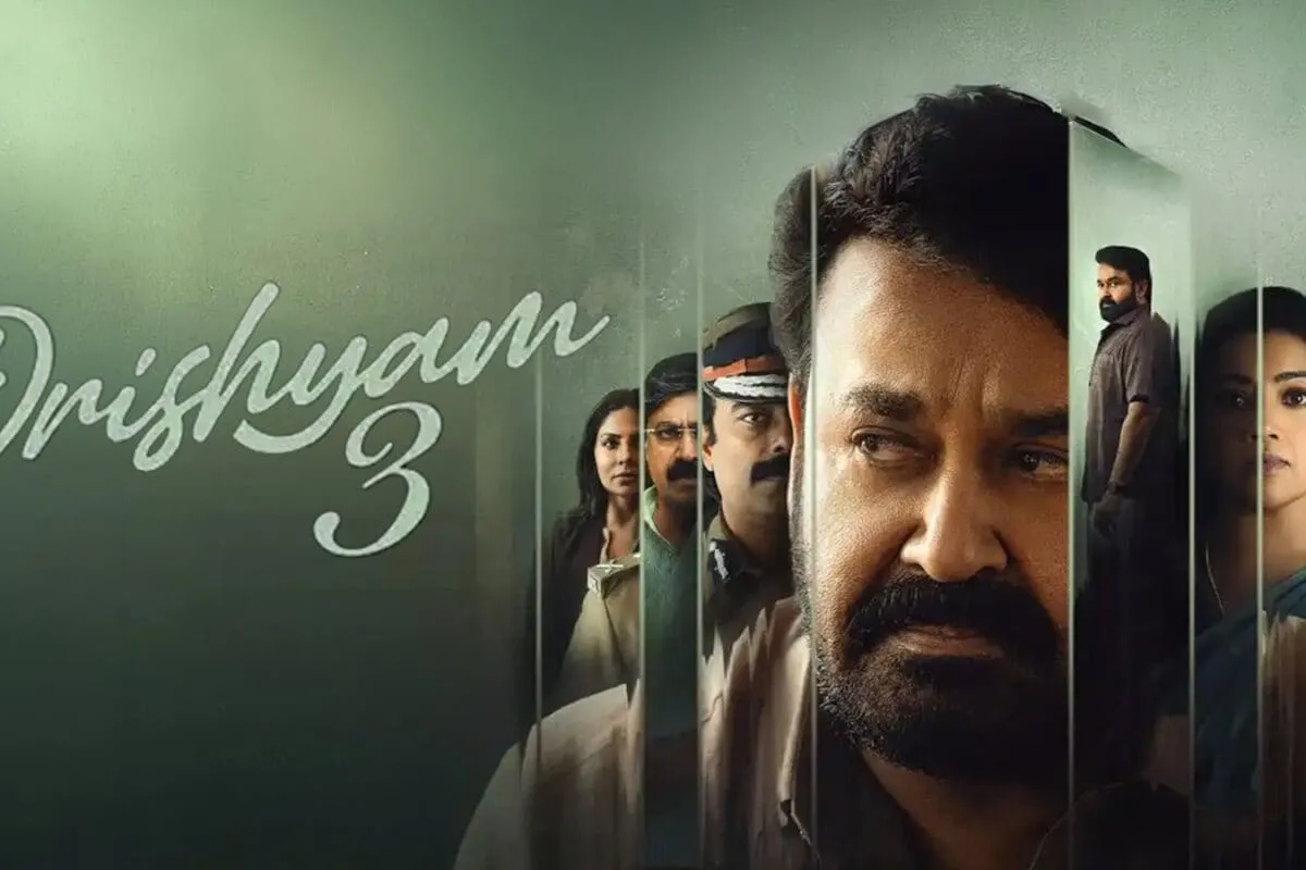 Mohanlal looking intense in a scene from the movie Drishyam 3