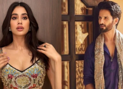 Janhvi Kapoor and Shahid Kapoor in a split frame