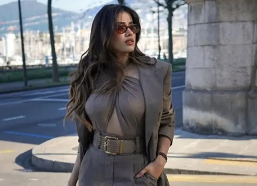 Janhvi Kapoor speaking on a podcast, looking thoughtful.