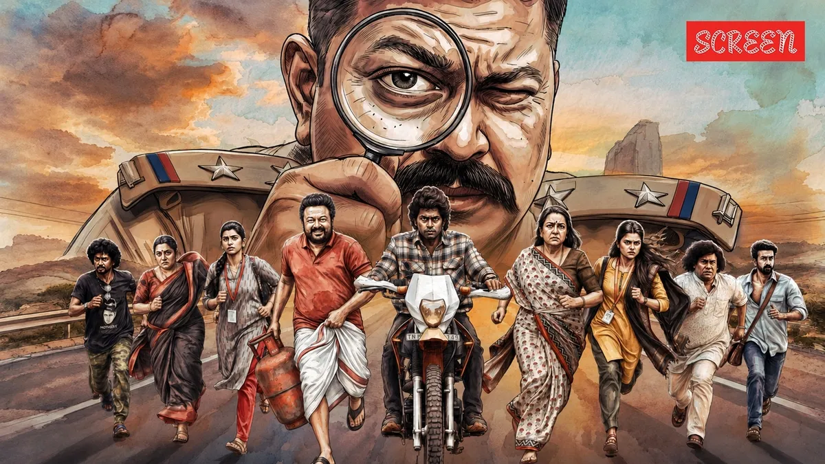 Still from the trailer of Parimala and Co showing Jayaram and Urvashi.