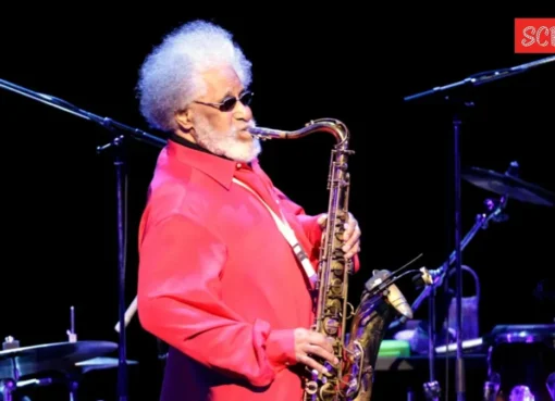 Sonny Rollins playing his saxophone.