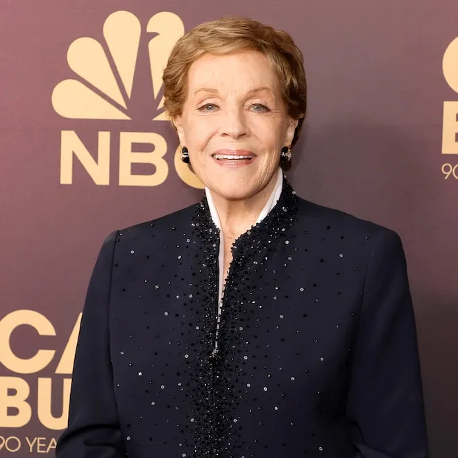Julie Andrews smiling in a video message.