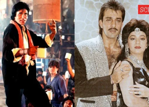 Amitabh Bachchan and Madhuri Dixit in iconic 90s dance poses