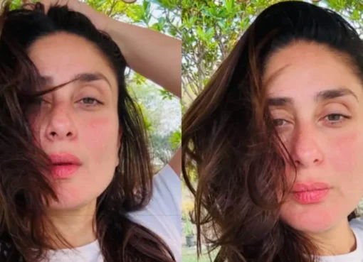 Kareena Kapoor Khan smiling softly, bathed in warm, golden sunlight at the Pataudi Palace.