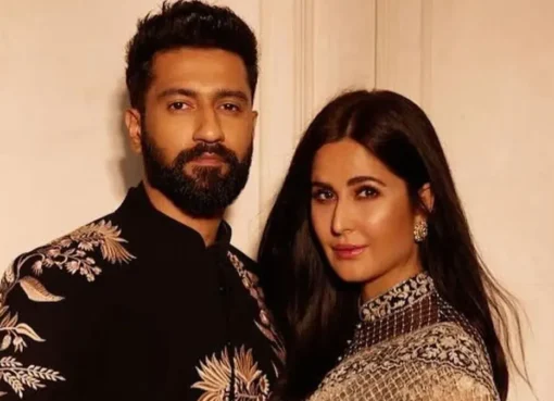 Katrina Kaif and Vicky Kaushal holding baby Vihaan at the airport.
