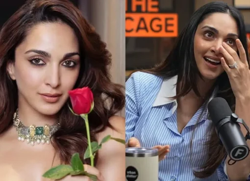 Kiara Advani looking emotional while speaking.