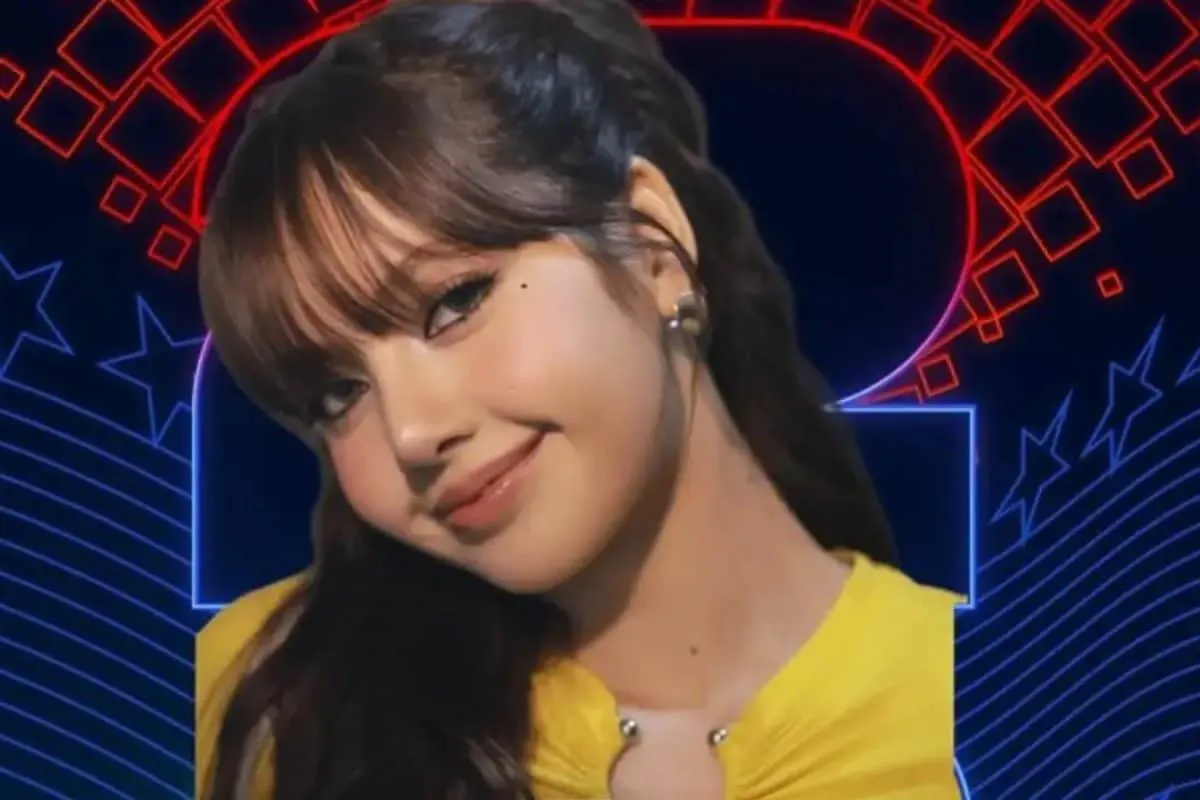 Lisa from Blackpink performing on a brightly lit stage.