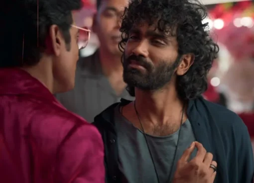 Pradeep Ranganathan and Krithi Shetty in a bright movie poster