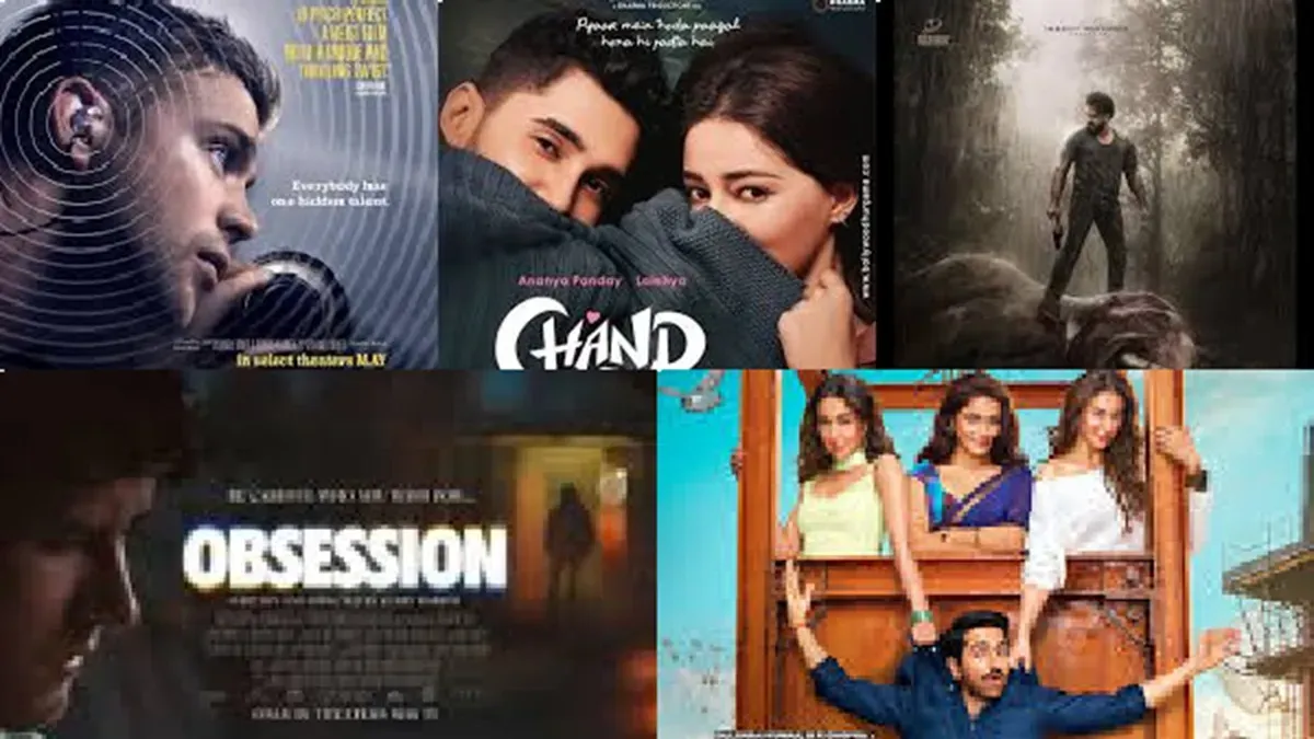 A graphic showing various movie posters for May releases, featuring diverse genres like action, romance, and thriller.