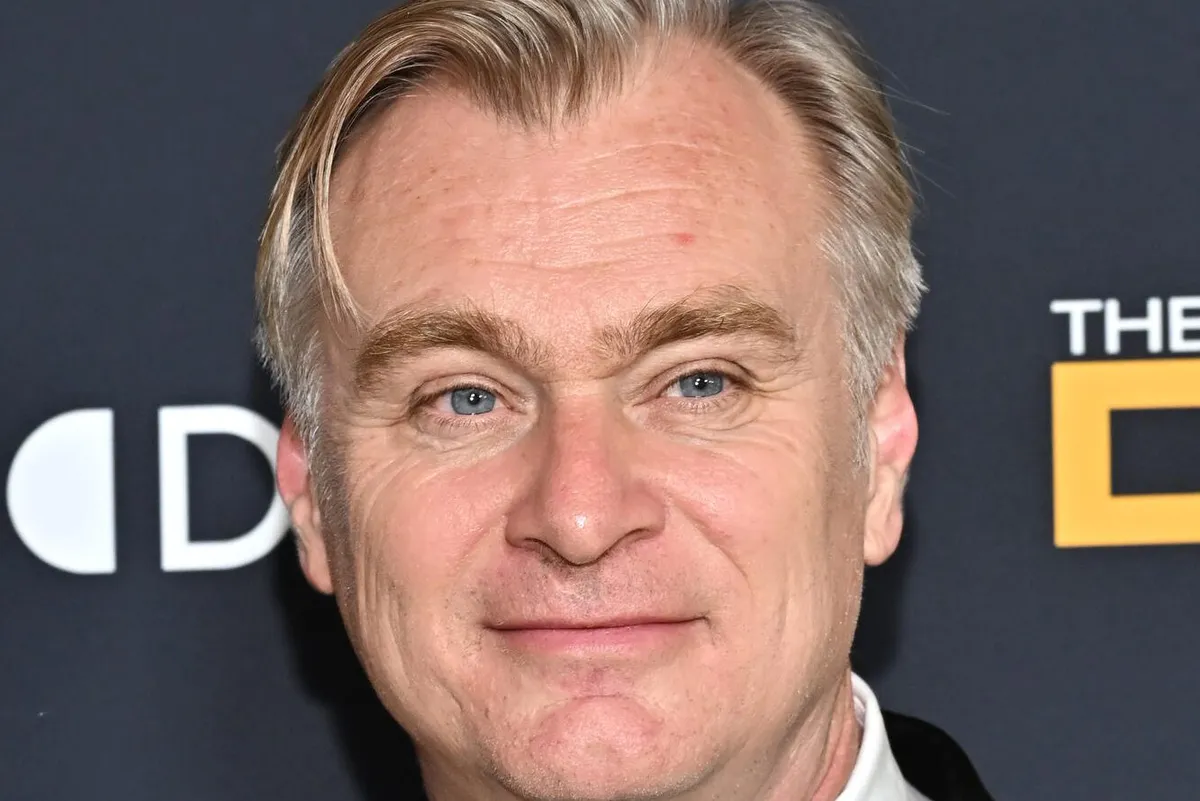 Christopher Nolan's filmography displayed at a cinema.