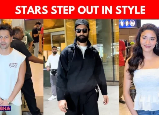 Bollywood stars Varun Dhawan in a white tee, Vicky Kaushal at the airport, Medha Shankr in a white top and jeans, and Kriti Kharbanda in comfy casuals.