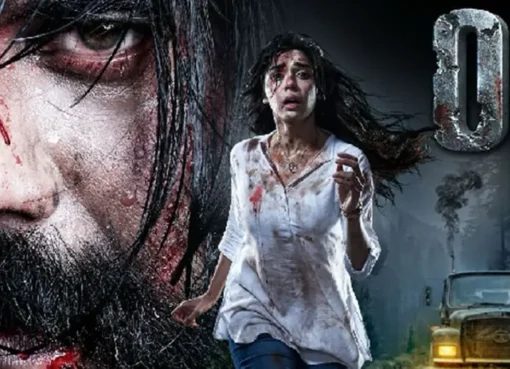 Eisha Singh and Peter Wilson in a still from the 'Obsess' trailer, looking intense and serious.