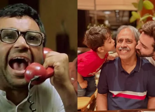 A split image showing a still from the movie Hera Pheri and a photo of Dipika Kakar and Shoaib Ibrahim.
