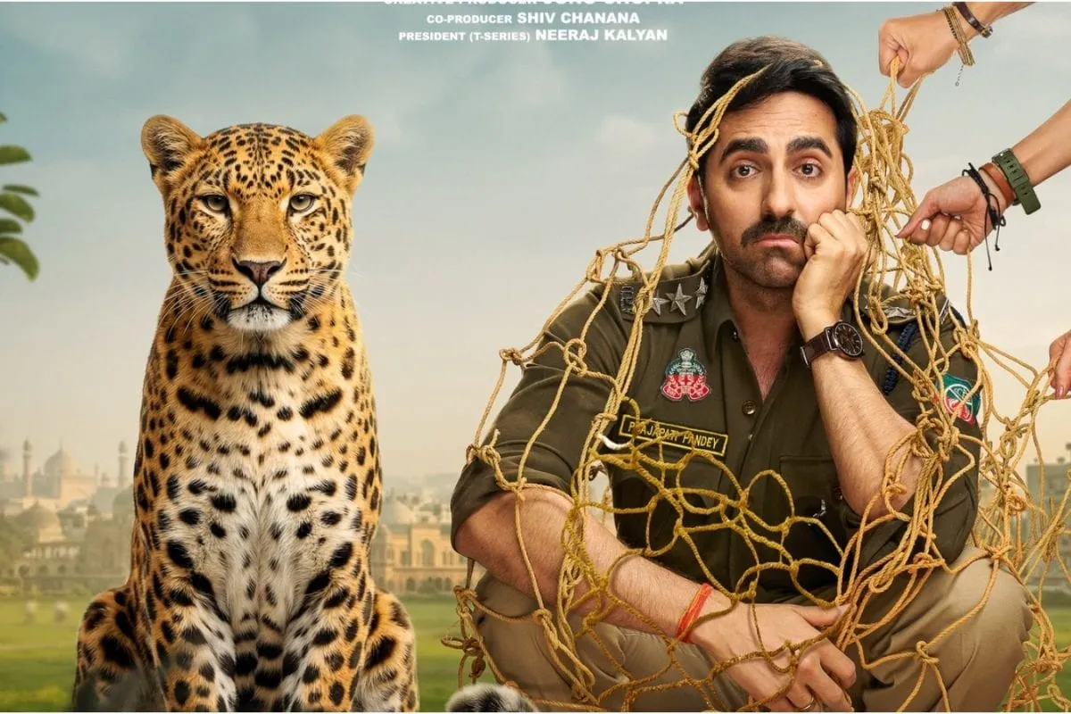 Ayushmann Khurrana and Rakul Preet posing together for a movie promotion.