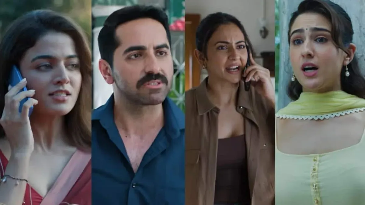 Ayushmann Khurrana looking thoughtful in a promotional still from his new movie.