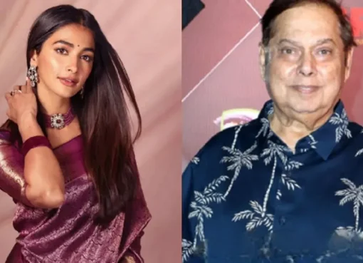 Pooja Hegde smiling and speaking at a film event.