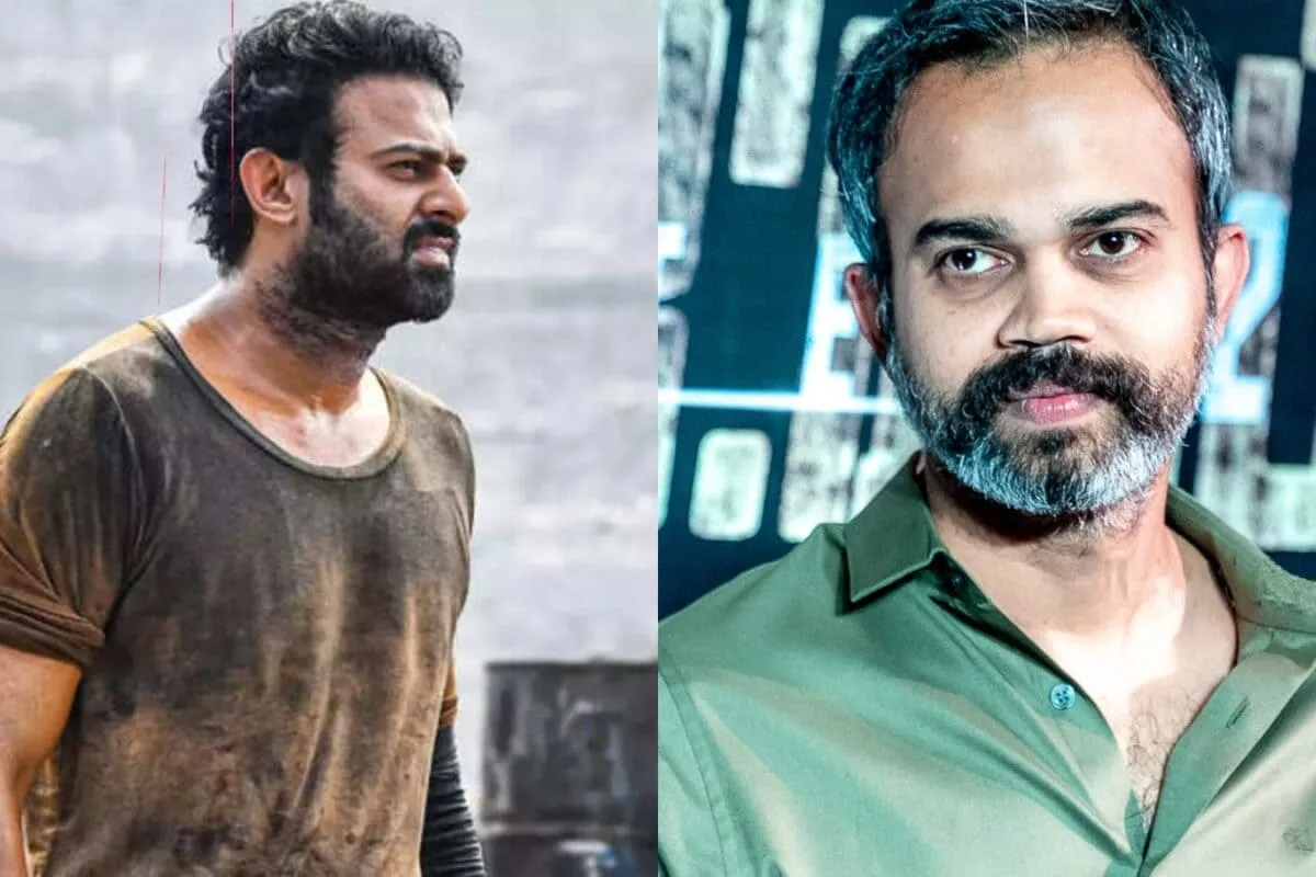 A dark and gritty movie scene featuring Prabhas from Salaar