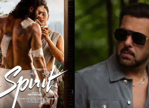 Split image showing Prabhas and Salman Khan, movie stars, side by side.