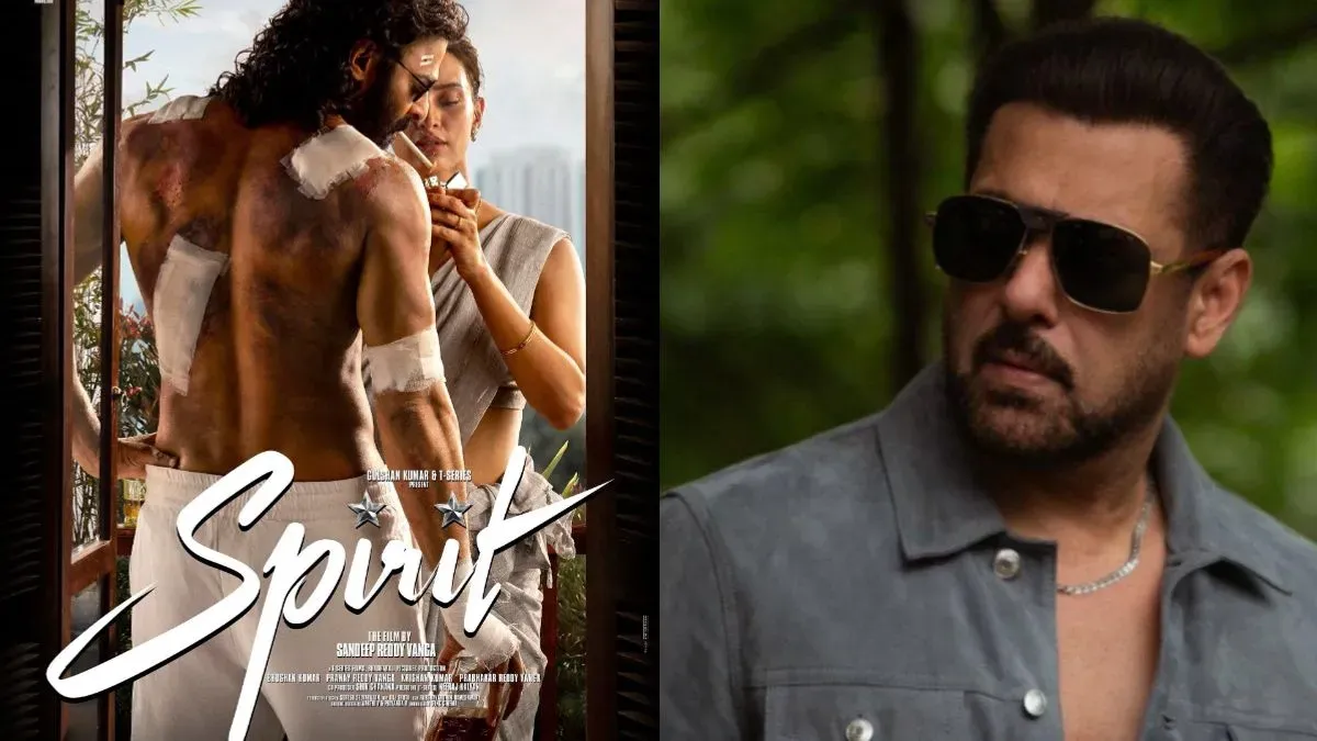 Split image showing Prabhas and Salman Khan, movie stars, side by side.